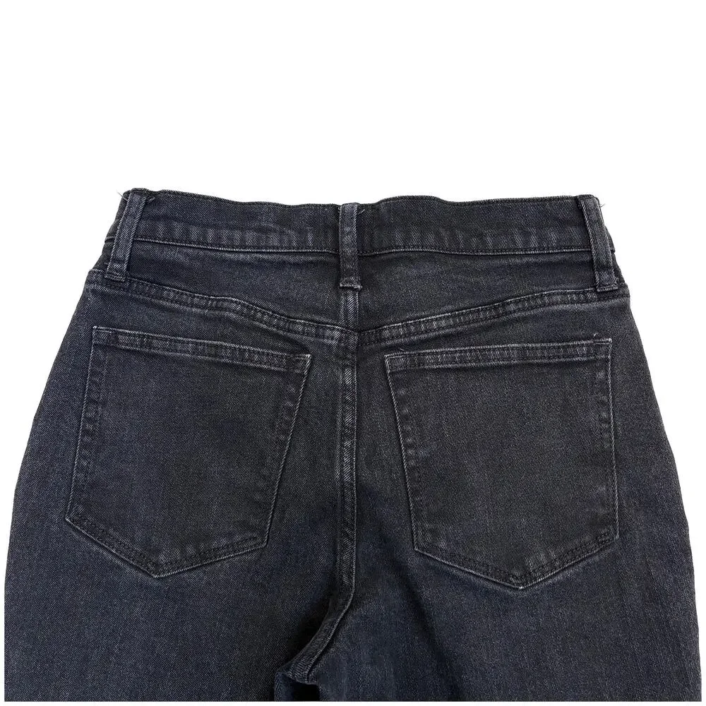 J Crew Black Jeans Women 26P Petite Straight Leg Denim Minimalist